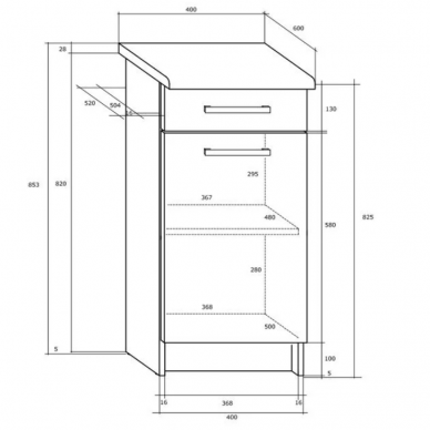 Apatinė spintelė PALO S40/1SZ 1 Apatinė spintelė PALO S40/1SZ 1