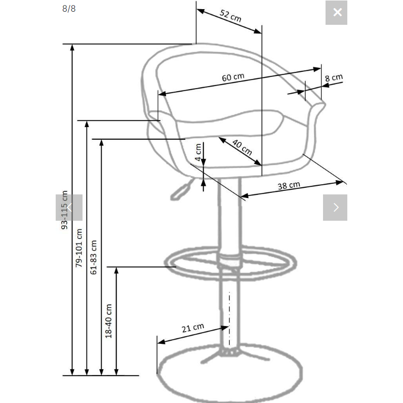 Baro kėdė H-46 7 Baro kėdė H-46 7