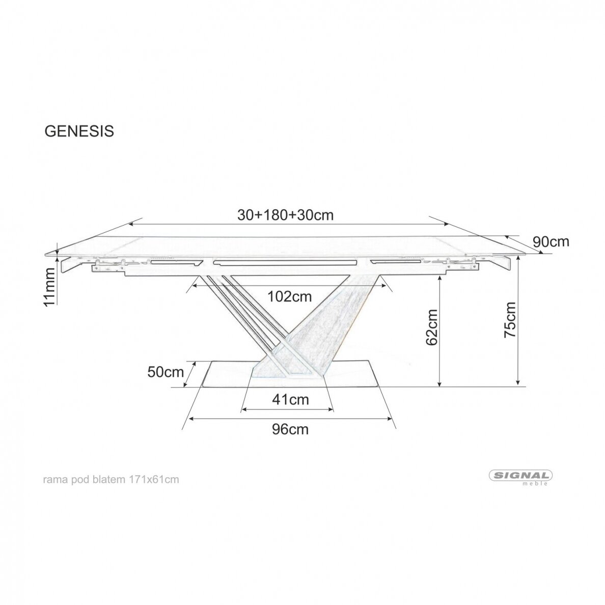 Išskleidžiamas stalas Genesis White 180 2