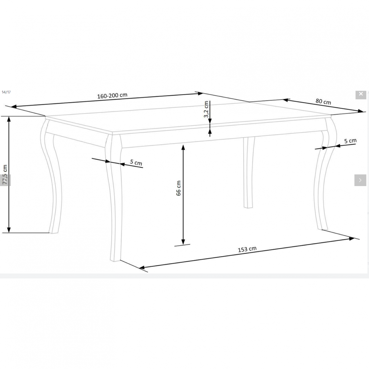 Išskleidžiamas stalas WINDSOR baltas 8