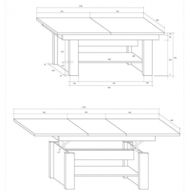 Išskleidžiamas Žurnalinis staliukas MEXICO 12 Išskleidžiamas Žurnalinis staliukas MEXICO 12
