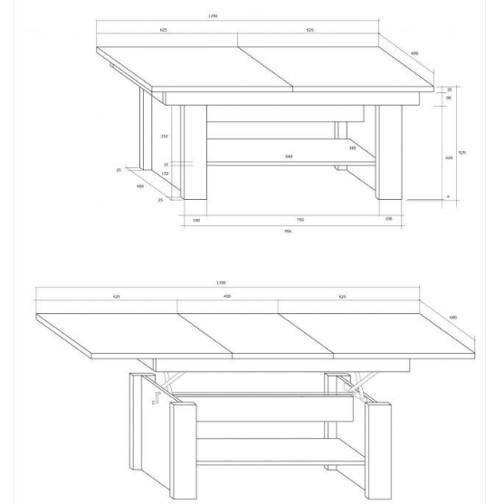 Išskleidžiamas Žurnalinis staliukas MEXICO 12