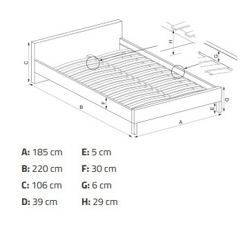 Lova su stalčiais MODENA 180 1 Lova su stalčiais MODENA 180 1