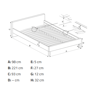 Lova su stalčiais ALOHA 90 1 Lova su stalčiais ALOHA 90 1