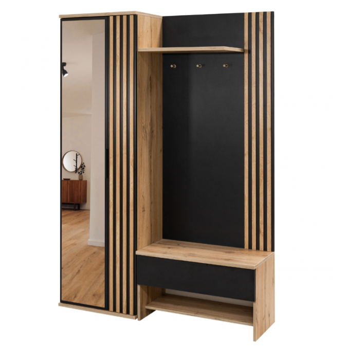 Prieškambario komplektas MILO 140 dekoruotas lamelėmis Prieškambario komplektas MILO 140 dekoruotas lamelėmis