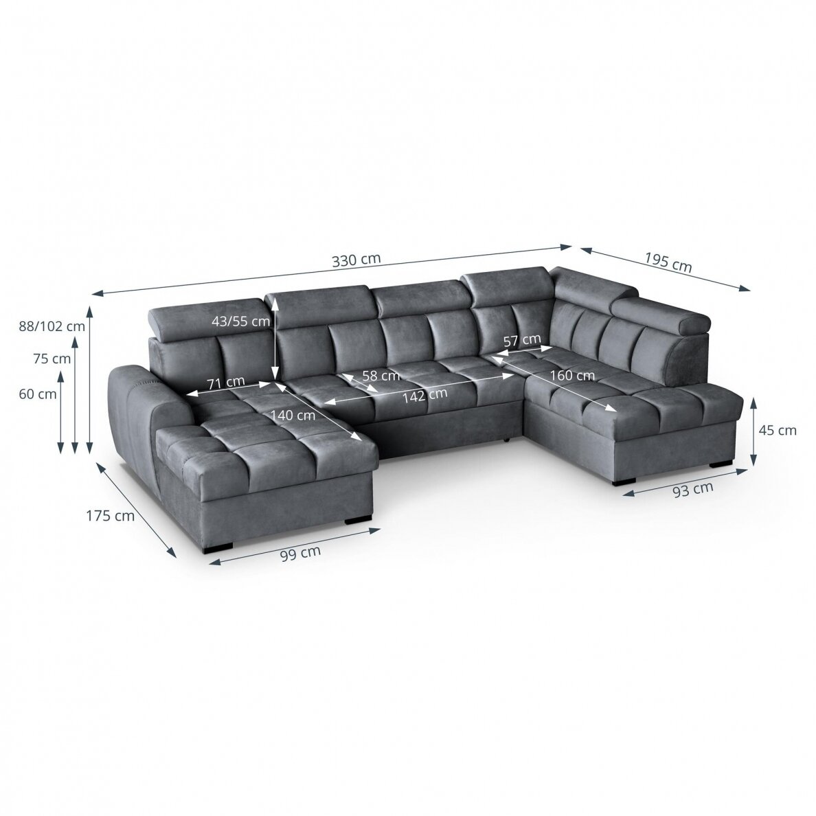 U formos minkštas kampas Mezo 7 U formos minkštas kampas Mezo 7