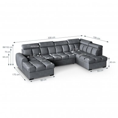 U formos minkštas kampas Mezo 7 U formos minkštas kampas Mezo 7