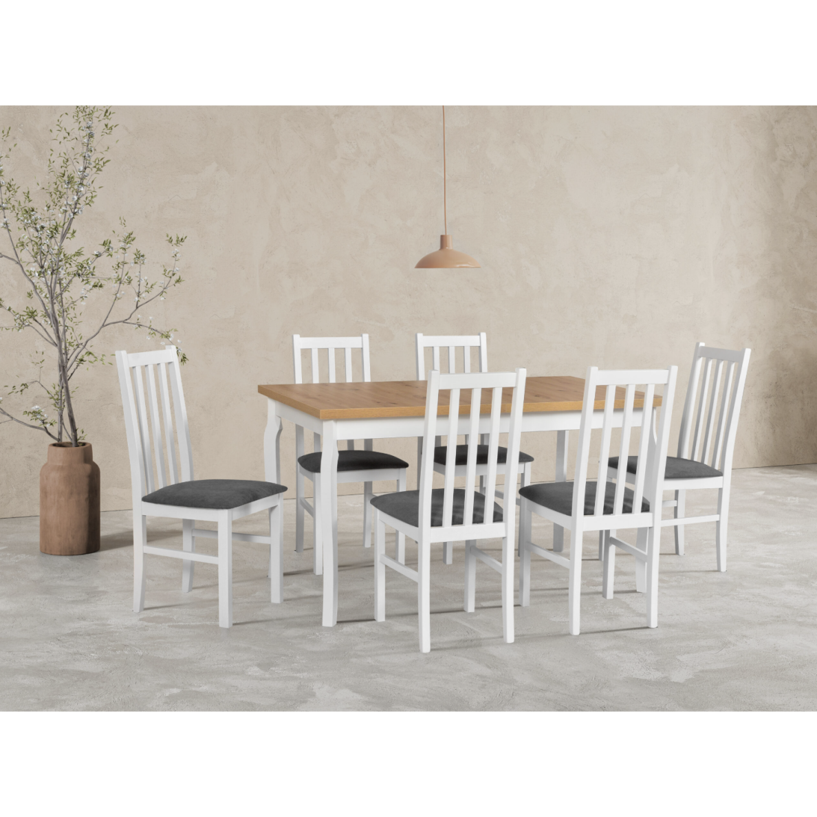 Valgomojo komplektas [6 vnt. Kėdės Bos10 + Stalas Alba5]