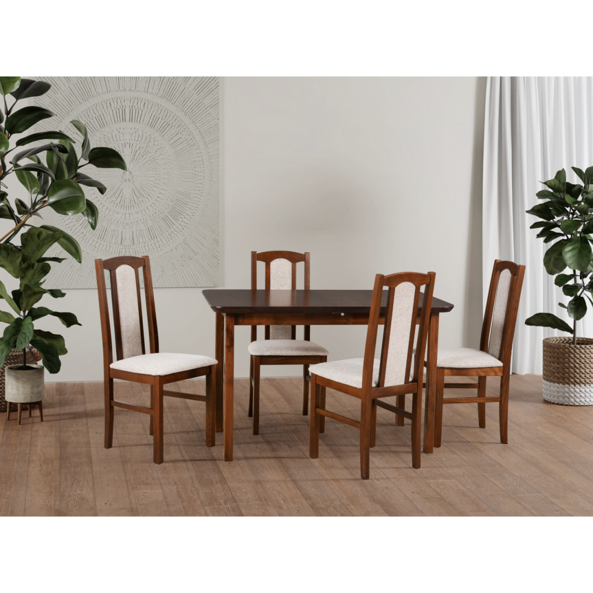 Valgomojo komplektas [4 vnt. Kėdės Bos7+ Stalas Max4]