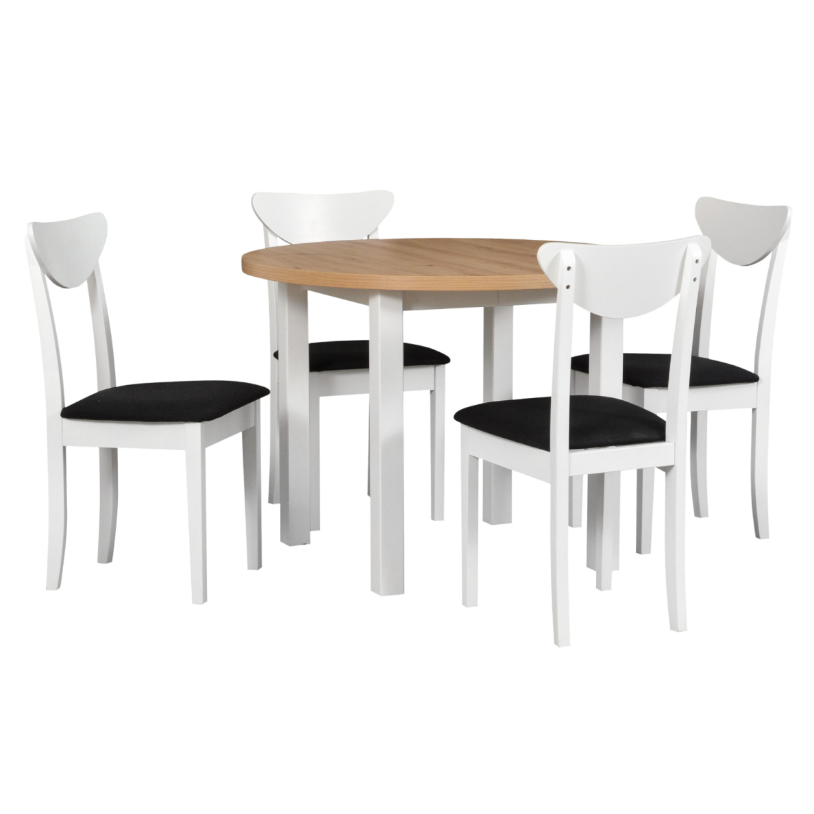 Valgomojo komplektas [4 vnt. Kėdės Hugo3+ Stalas Poli4]