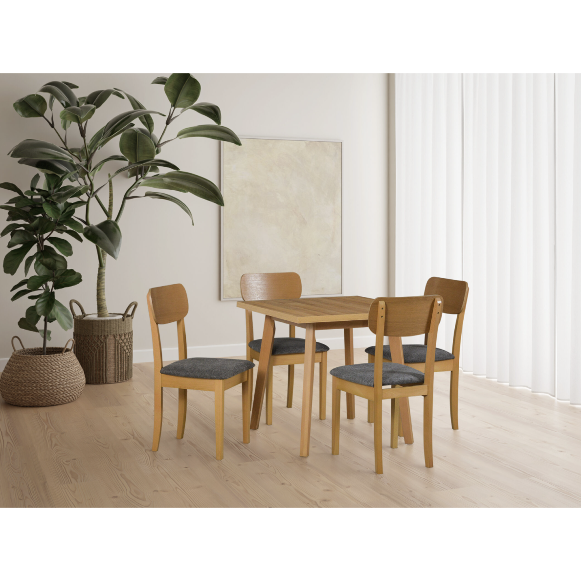 Valgomojo komplektas [4vnt. Kėdės Hugo4+ Stalas Oslo1L]