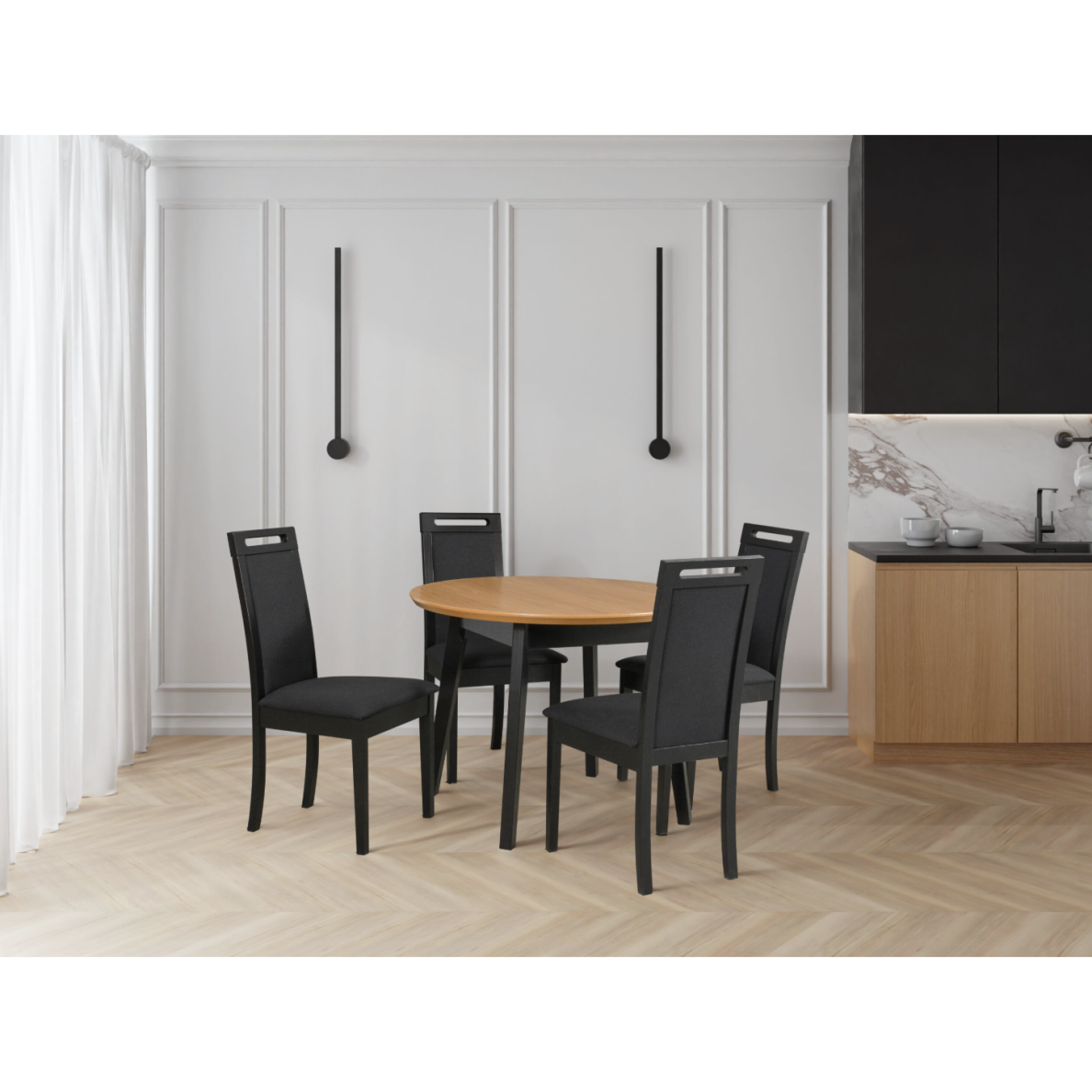 Valgomojo komplektas [4 vnt. Kėdės Roma6+ Stalas Oslo4]