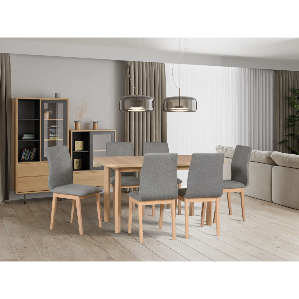 Valgomojo komplektas [6 vnt. Kėdės Luna1 + Stalas Wenus2P]