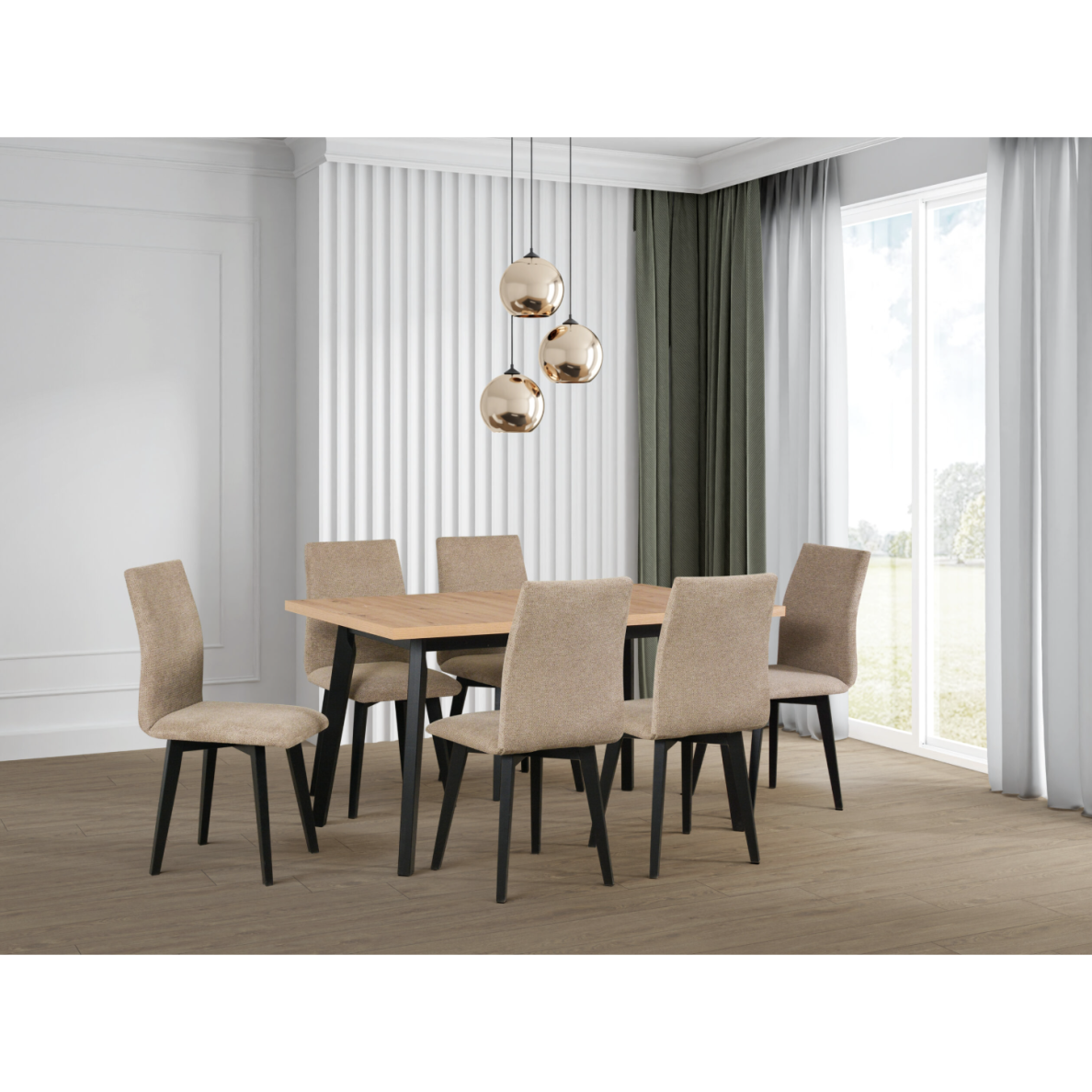 Valgomojo komplektas [6 vnt. Kėdės Luna2+ Stalas Oslo5]