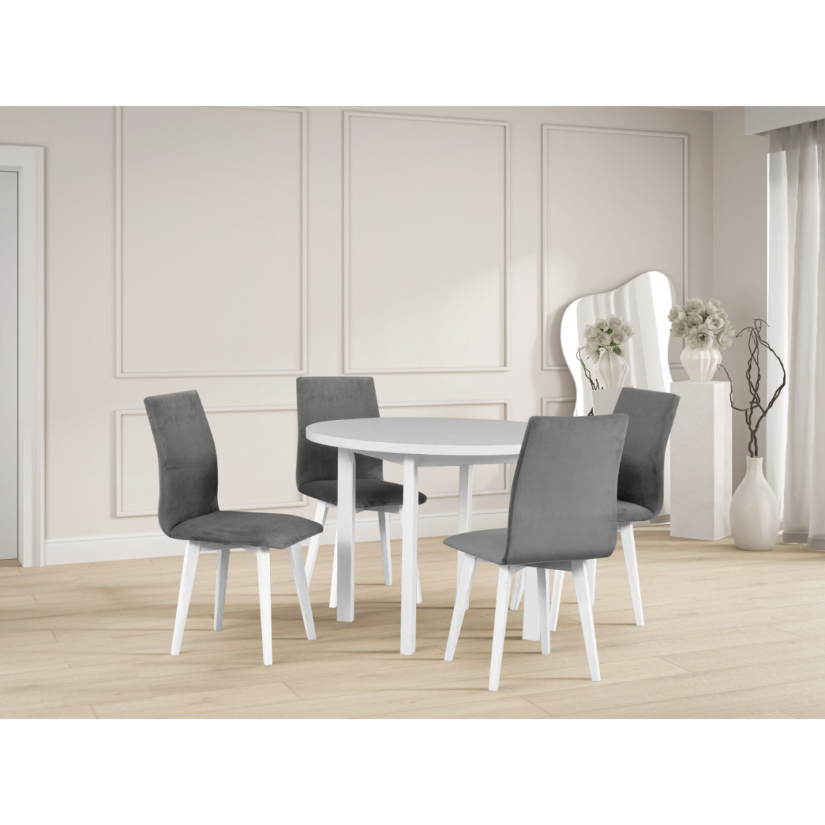 Valgomojo komplektas [4 vnt.Kėdės Luna2+ Stalas Poli2]