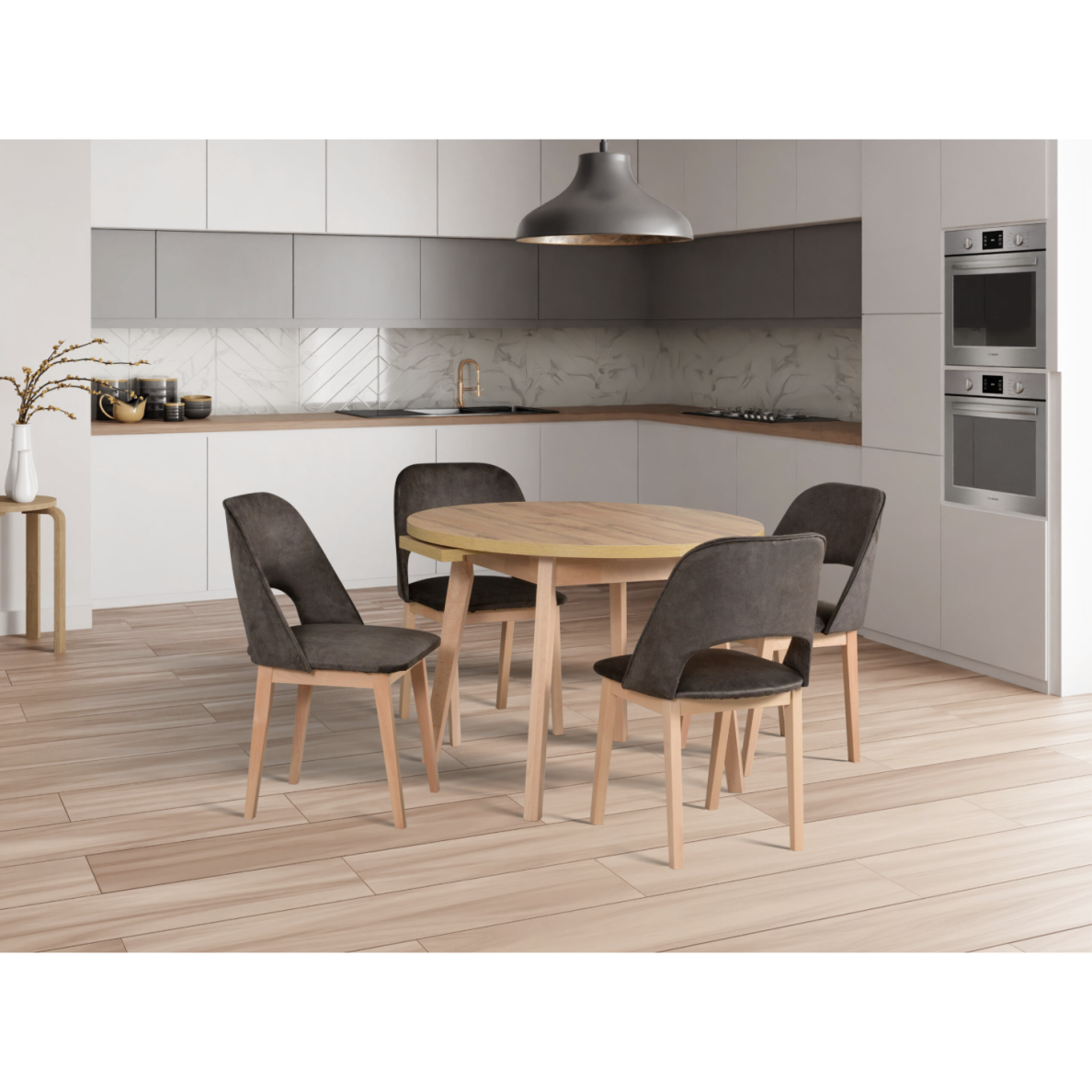 Valgomojo komplektas [4 vnt. Kėdės Monti2+ Stalas Oslo3L]