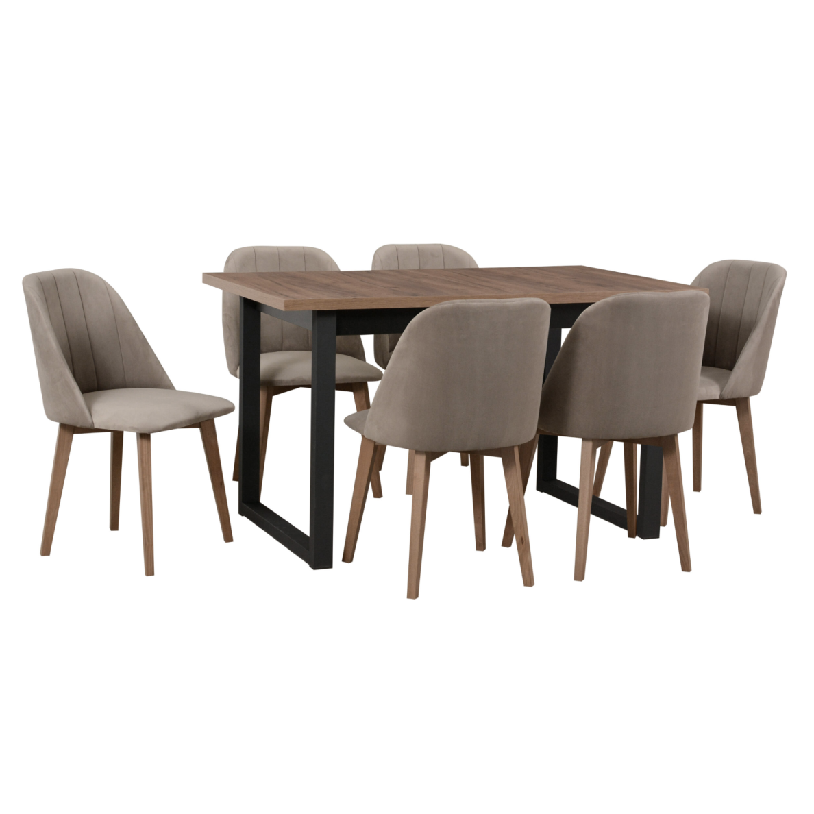 Valgomojo komplektas [6 vnt. Kėdės Monti3 + Stalas Ikon3]