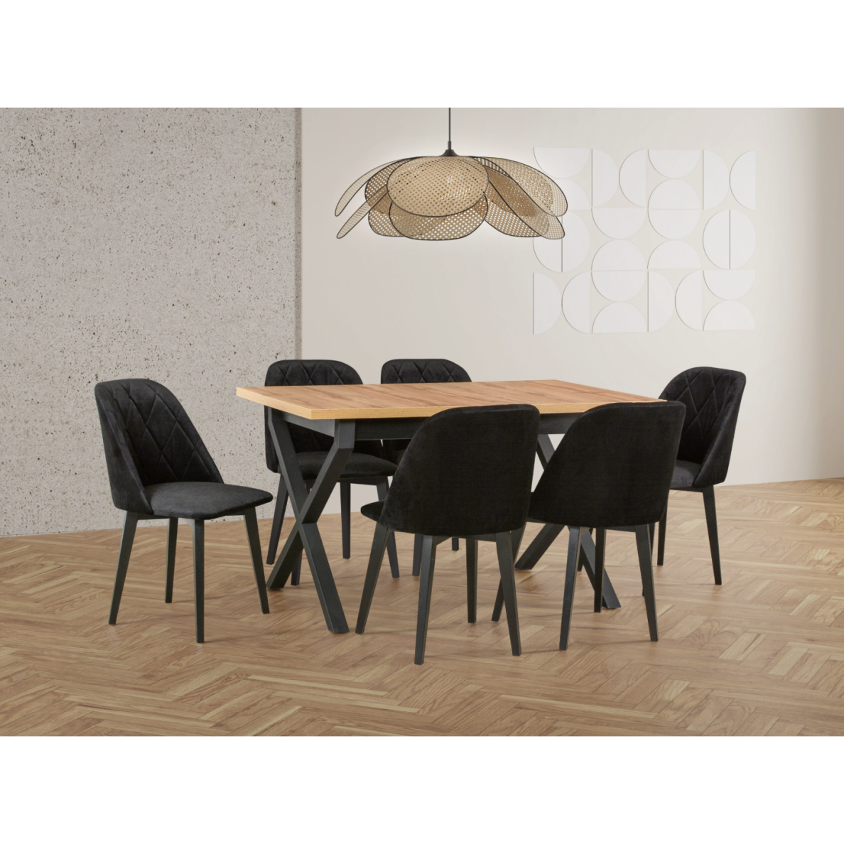 Valgomojo komplektas [6 vnt. Kėdės Monti3 + Stalas Ikon1]