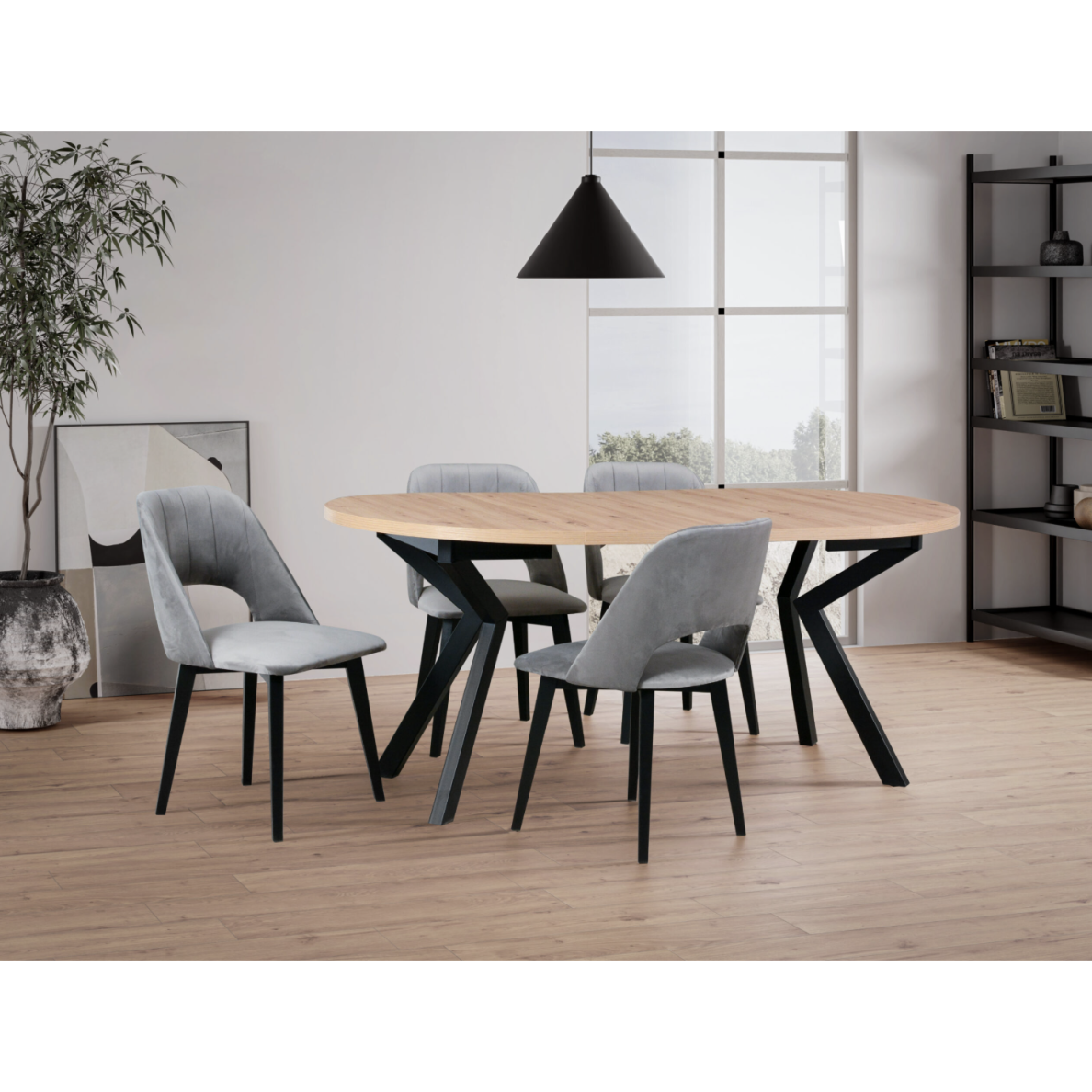 Valgomojo komplektas [4 vnt. Kėdės Monti4+ Stalas Ikon8]