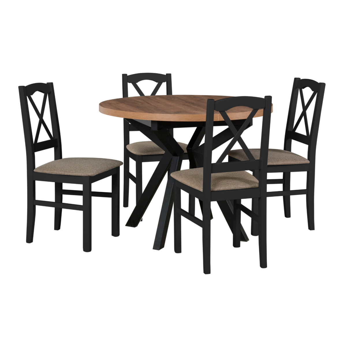 Valgomojo komplektas [4 vnt. Kėdės Nilo11+ Stalas Ikon7]