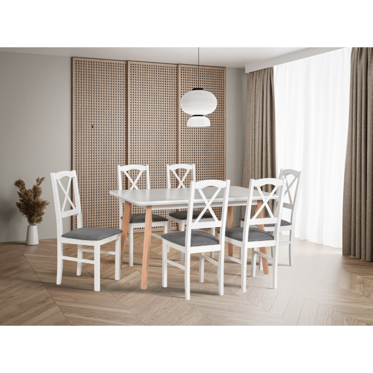 Valgomojo komplektas [6 vnt. kėdės Nilo11+ Stalas Oslo7]