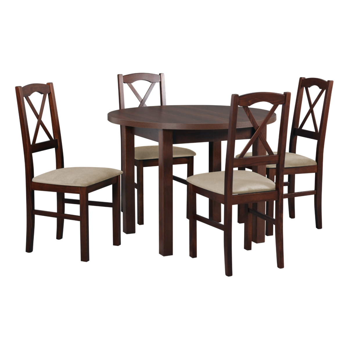 Valgomojo komplektas [4 vnt. Kėdės Nilo11 + Stalas Poli4 I]