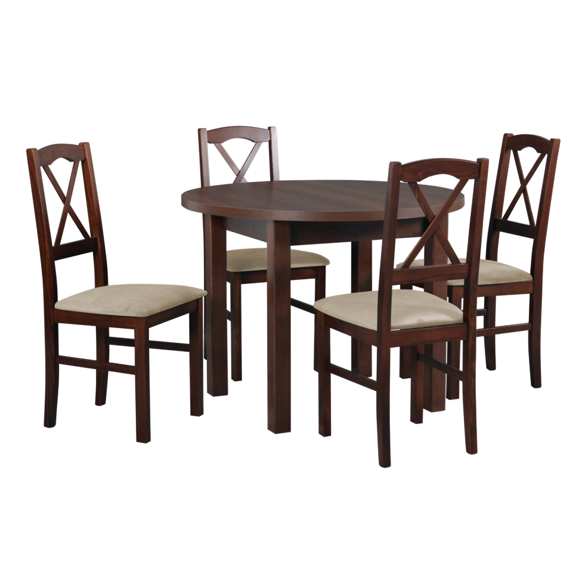 Valgomojo komplektas [4 vnt. Kėdės Nilo11+ Stalas Poli4 V]