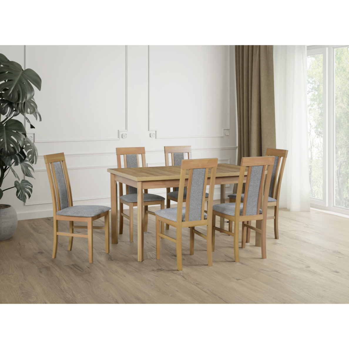 Valgomojo komplektas [6 vnt. Kėdės Nilo2+ Stalas Modena1P]