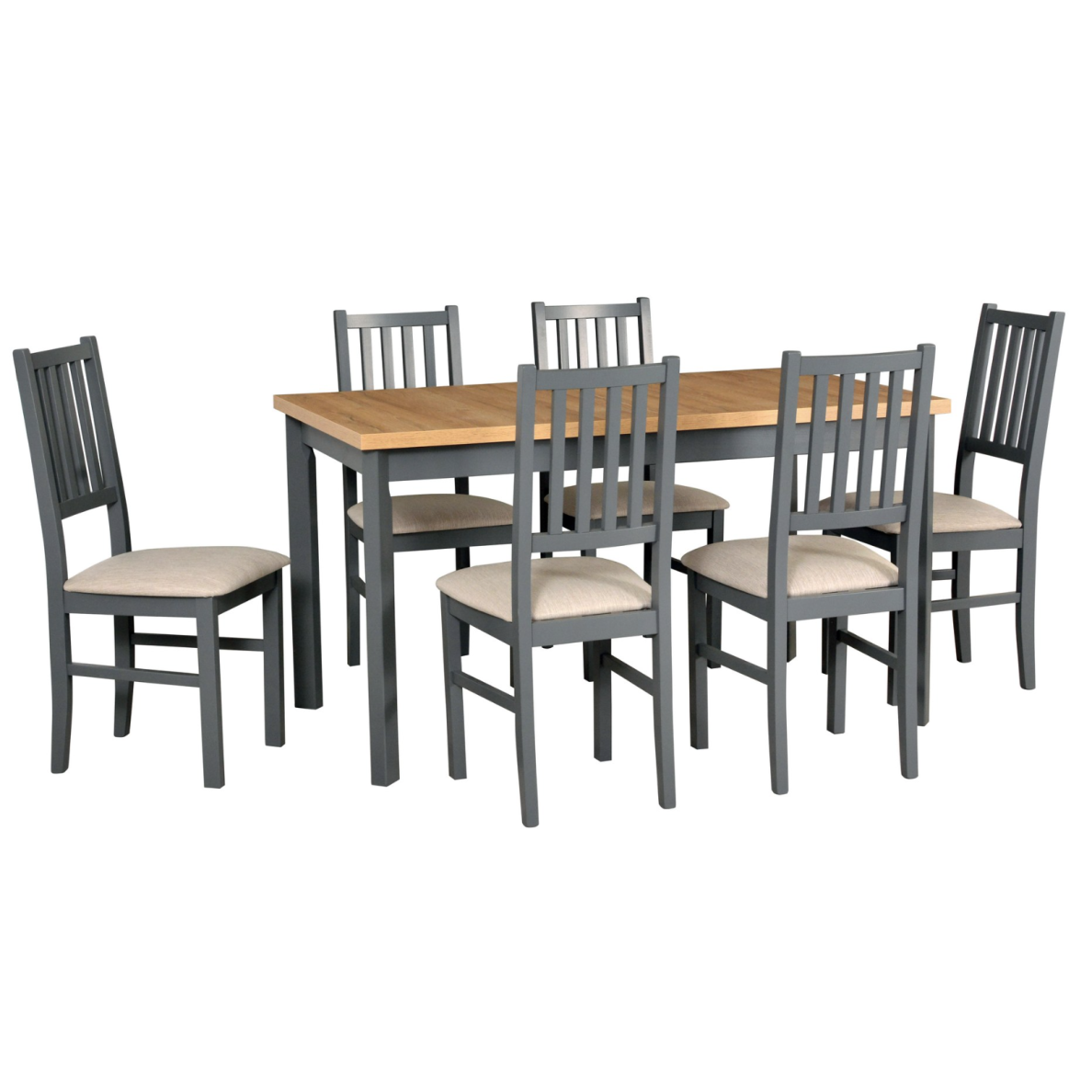 Valgomojo komplektas [6 vnt. Kėdės Nilo7+ Stalas Modena1P]