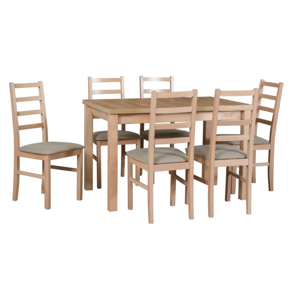 Valgomojo komplektas [6 vnt. Kėdės Nilo8+ Stalas Max5 II]