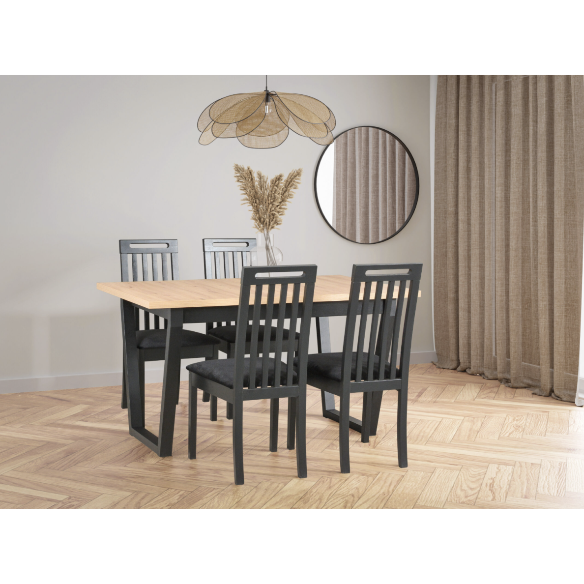 Valgomojo komplektas [4 vnt. Kėdės Roma10+ Stalas Ikon2]