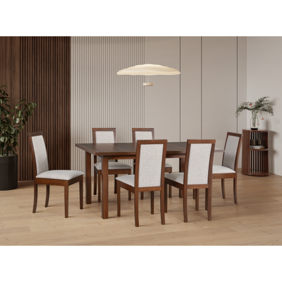 Valgomojo komplektas [6 vnt. Kėdės Roma4+ Stalas Modena2]