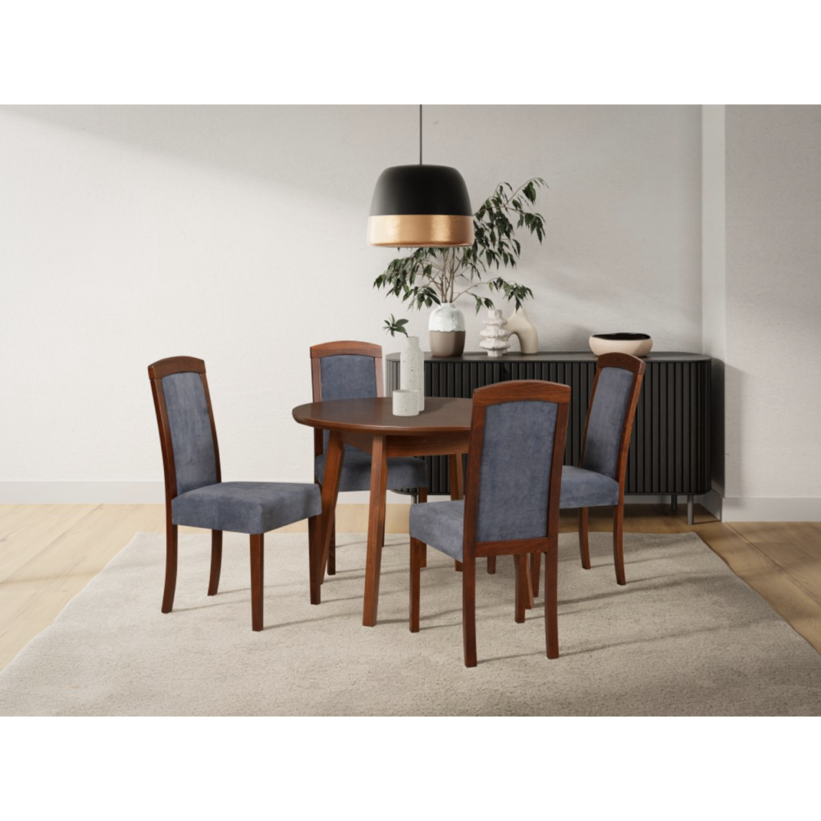 Valgomojo komplektas [4 vnt. Kėdės Roma7 + Stalas Oslo4]