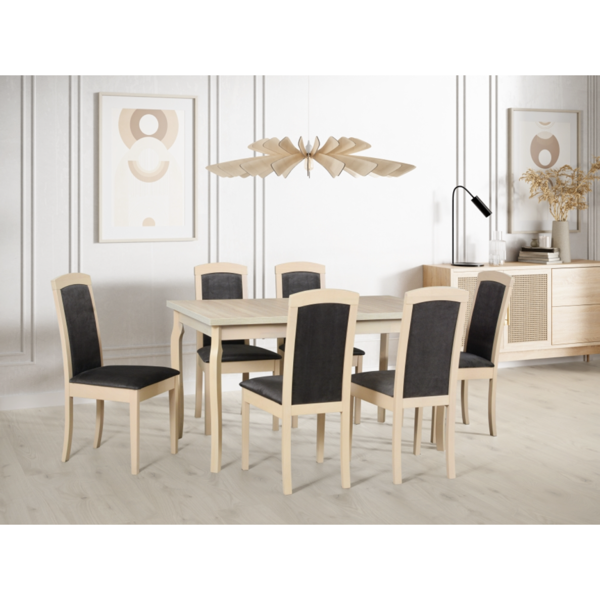 Valgomojo komplektas [6 vnt. Kėdės Roma8 + Stalas Alba5]