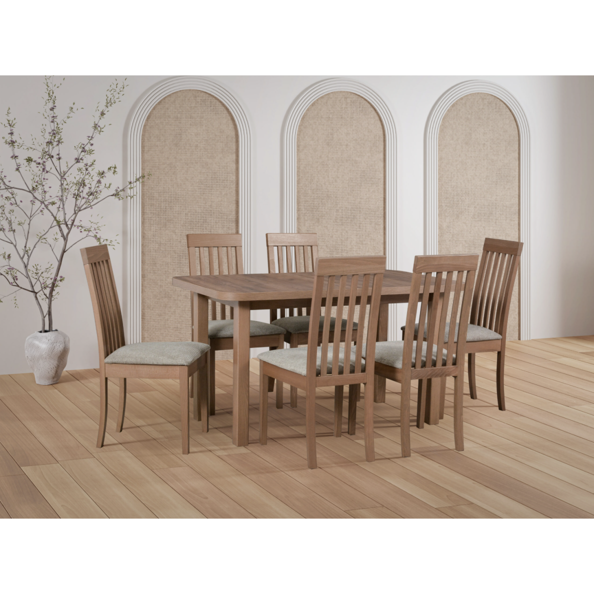 Valgomojo komplektas [6 vnt. Kėdės Roma9+ Stalas Wenus2]