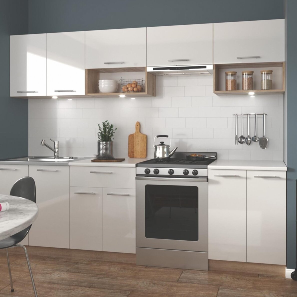 Virtuvės komplektas VIOLA 260 balta Virtuvės komplektas VIOLA 260 balta