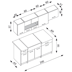Virtuvės komplektas ALINA 240 1 Virtuvės komplektas ALINA 240 1