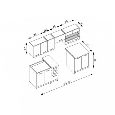 Virtuvės komplektas AMANDA 2 260 3 Virtuvės komplektas AMANDA 2 260 3