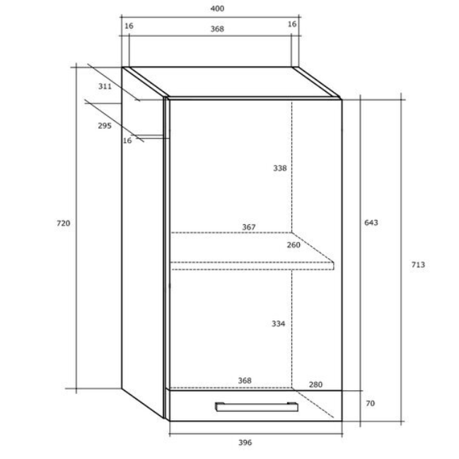 Viršutinė spintelė PALO W40 1 Viršutinė spintelė PALO W40 1