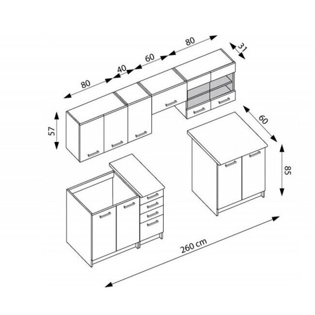 Virtuvės komplektas AMANDA 1 260 3