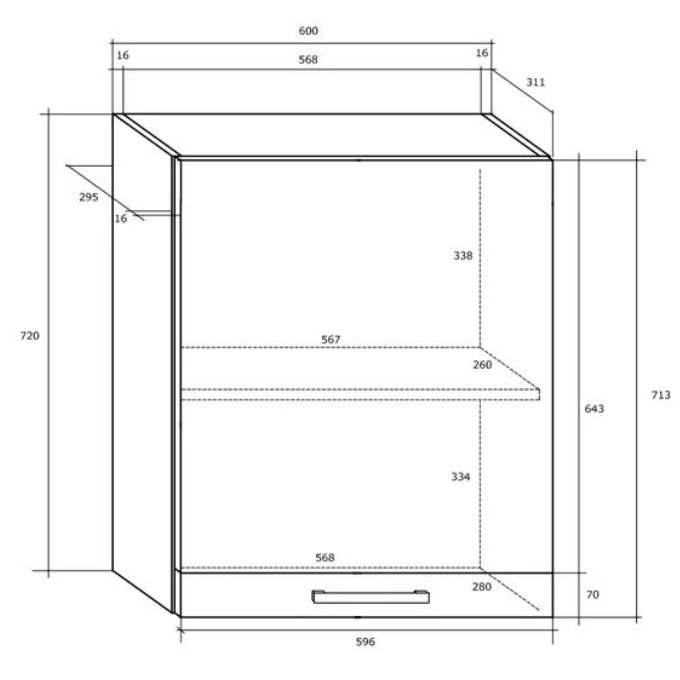 Viršutinė spintelė PALO W60 1 Viršutinė spintelė PALO W60 1