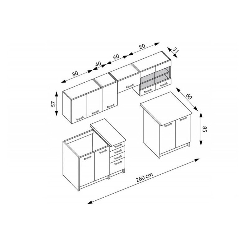 Virtuvės komplektas AMANDA 2 260 3