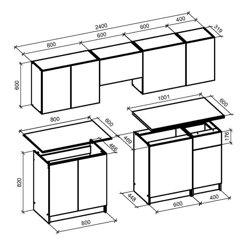 Virtuvės komplektas Tatiana 240 4 Virtuvės komplektas Tatiana 240 4