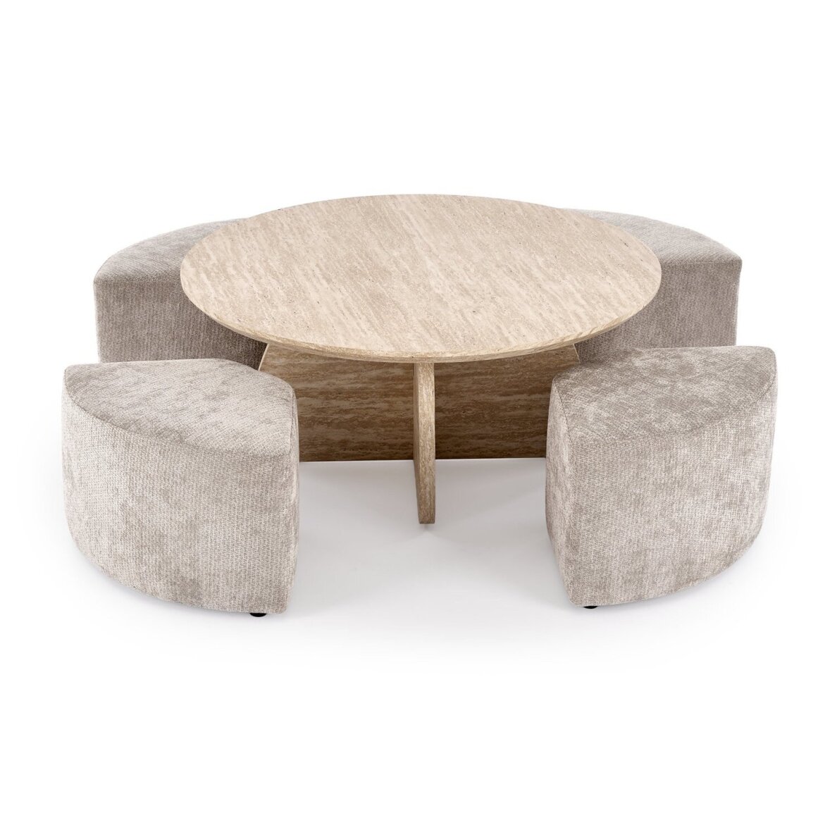 Žurnalinis staliukas su pufais Nugat 1 Žurnalinis staliukas su pufais Nugat 1