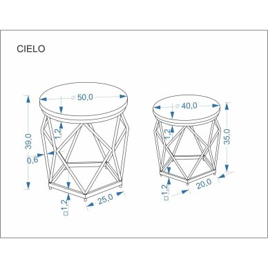 Žurnalinių staliukų rinkinys Cielo 1 Žurnalinių staliukų rinkinys Cielo 1